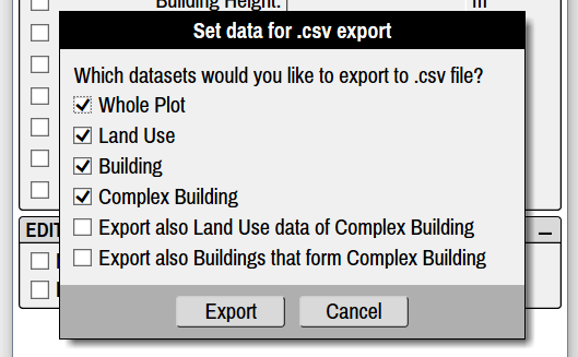 Urban indicators export